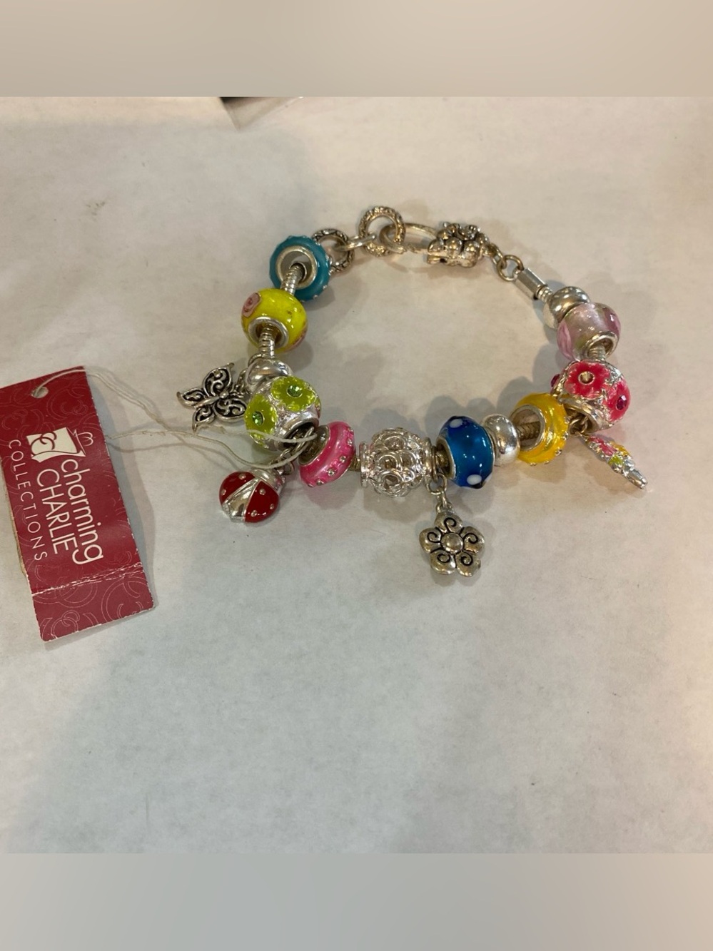 Charming Charlie Colorful Glass Bead Charm Bracelet